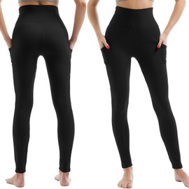 Stanpetix Leggings for Women with Pockets - High Waisted Workout Leggings for Women Running Exercise(Black,L-XL)