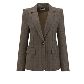 Hobemty Women's Houndstooth Plaid Blazer for Women Work Business 2025 Suit Jacket X-Large Brown