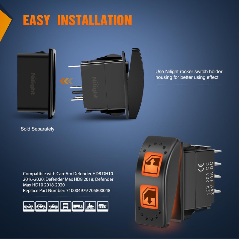 Nilight UTV Left Hand Driver Power Window Switch On Off