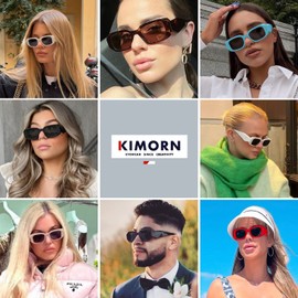 kimorn Rectangle Sunglasses for Women Men Trendy Retro Trendy Sun Glasses 90’s Vintage Square Frame K1307 (Camel Frame Brown Lens)