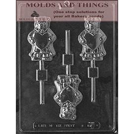 BEAR HOLDING HEART LOLLY Chocolate Candy Mold With © Candy Making Instruction - set of 3