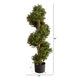 33in. Boxwood Topiary Spiral Artificial Tree (Indoor/Outdoor)