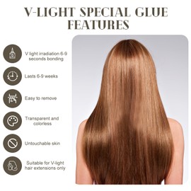 V Light Hair Extensions Glue V Light Glue for use with v Light Hair Extension Tool only Black 20G (1 Bottles Black)