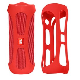 Silicone Cover Skin for JBL Flip 4 Waterproof Portable Bluetooth Speaker, by Alltravel, Portable Full Protection Solution, Customized Skin with Color and Shape Matching (Red)