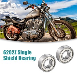 ACROPIX 15mm x 35mm x 11mm 6202Z Single Shield Deep Groove Ball Bearing Silver Tone - Pack of 2