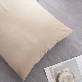 Microfiber Standard Bed Pillowcases 2 Pack, Super Soft Bed Pillow Covers Envelope Closure, Wrinkle, Fade and Stain Resistant, 20x26, Beige