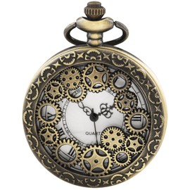 Tiong Dad Pocket Watch Vintage Steampunk Quartz Pocket Watches with Chain for Men Birthday Father's Day Gifts Pocket Watch for Father in Law 1bsn070-Bronze, 1BSN070-BONZE