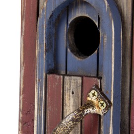 Glitzhome Wooden Patriotic USA Garden Bird House with Door Handle 10.04 Inch Height