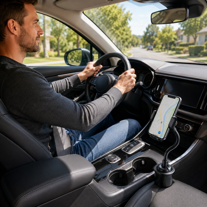 Car Cup Holder Phone Mount for Hands-Free Viewing – Adjustable
