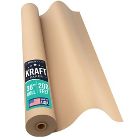 Large Brown Kraft Paper Roll - 36" x 2400" (200’) - Made in USA - Ideal for Gift Wrapping, Packing, Moving, Postal, Shipping, Parcel, Wall Art, Crafts, Bulletin Boards, Floor Cover or Table Runner