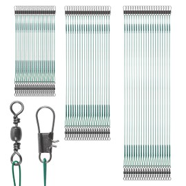 Stainless Steel Fishing Wire Leaders, 60pcs High Strength Fishing Lure Wire Traces with Swivels Snap Anti-bite Fishing Line Wire Leader Rigs for Saltwater Freshwater Fishing 15cm 20cm 25cm (Green)