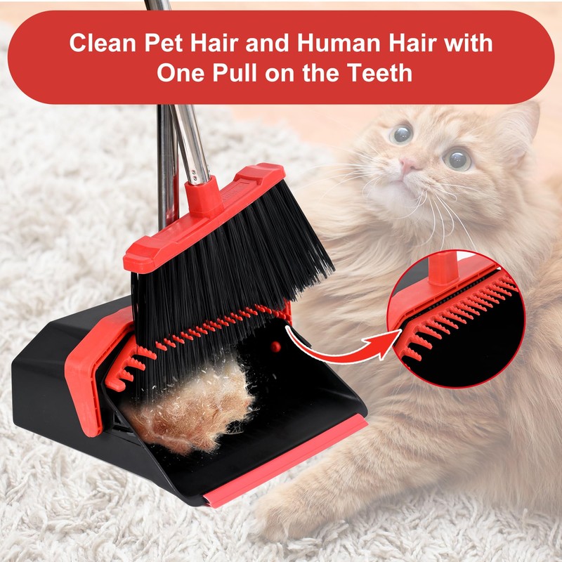 Tiumso Upgrade Broom with Dustpan Combo Set, Broom and Dustpan