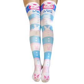 CAT KO Women's Kawaii Thigh High Socks Cute 3D Anime Strawberry Over the Knee High Stocking for cosplay (Dva)