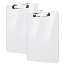 Paquete de 2 Portapapeles de Plástico, Tablero Transparente Acrílico A4 de 8.5x11 para Aula, Estudiantes, Tamaño Carta Transparente de 9 x 12.5 con...