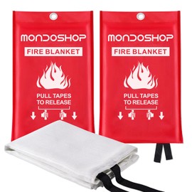 Mondoshop Fire Blankets Emergency for Kitchen Home - Emergency Fire Retardant Blanket for Home Fireproof Blanket for Camping, Grill, Car, Office, Warehouse, School, Picnic, Fireplace