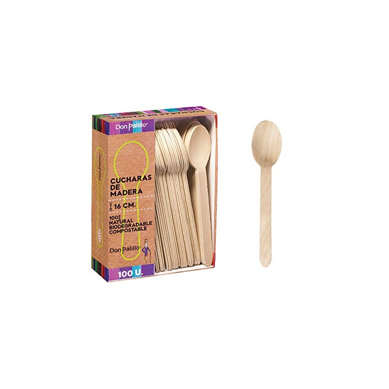DON PALILLO - Set of 100 Disposable Wooden Spoons 16cm