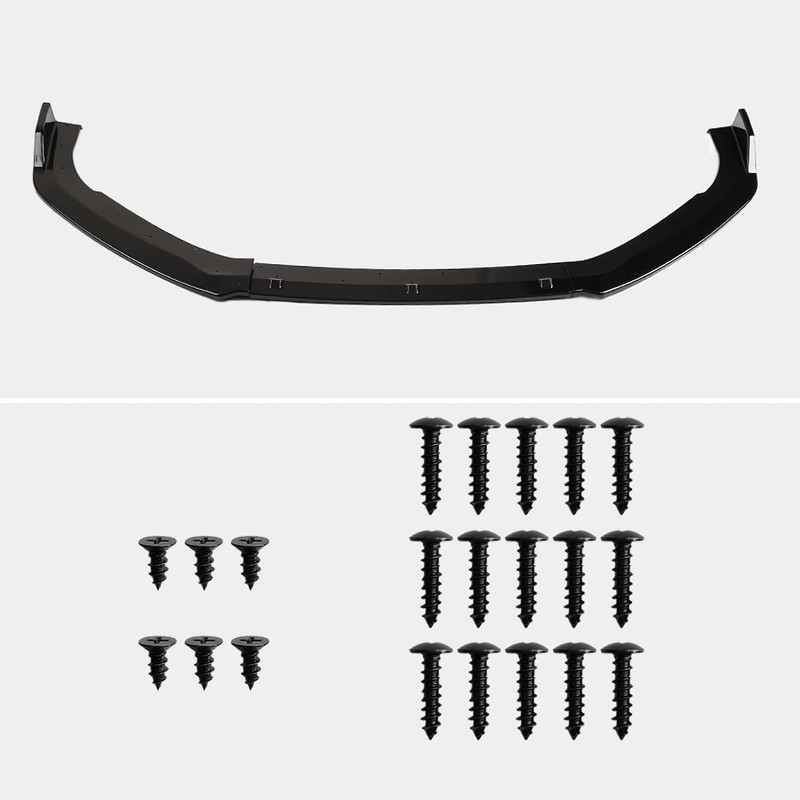 Spec-D Tuning Glossy Black Front Bumper Lip Spoiler Splitter 3PC