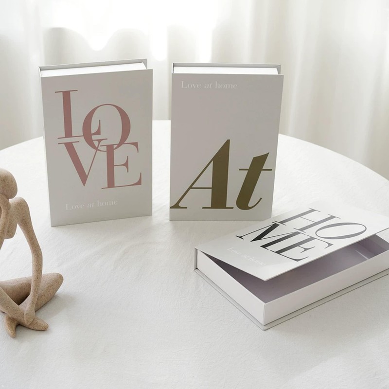 SUQ 3 pieces decorative book box, magnetic opening decorative books,