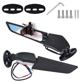 2pcs Motorcycle Wing Mirrors, Adjustable Motorbike Rearview Mirrors with LED Turn Signal Side Mirrors for Honda CBR 250R 250RR 300R 500R 600RR Kawasaki Ninja300 400 650 Suzuki GSXR 600 750 1000 Yamaha