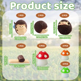 XcnPer 15Pcs Fairy Garden Accessories, Fairy Garden Ornaments Outdoor, Fairies for Fairy Gardens, DIY Decorative Set for Indoor and Outdoor Use, Includes Hedgehogs, Mushrooms, and Seesaw
