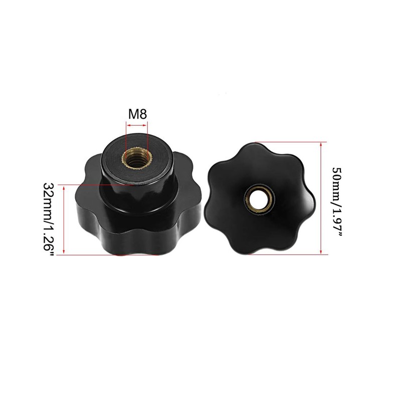 TA-VIGOR 2Pcs Star Knob Grip Handle M8 x 50mm Dia