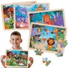 Wooden Dinosaur Animals Sea World Farm Jigsaw Puzzles Toys for
