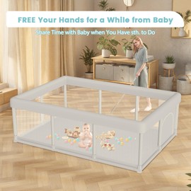 besuhot Baby Playpen Baby Playard Large playpen 74 x 50 inch, Playpen for Babies and Toddlers with Gate, Safety Activity Center for Indoor & Outdoor