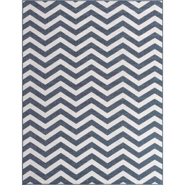 Unique Loom Outdoor Coastal Collection Area Rug - Dalgalar (7' 10" x 10' Rectangle, Navy Blue/ Ivory)