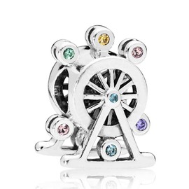 FGT Colorful Ferris Wheel Charm for Bracelets Necklaces Pendants Pink Purple Blue Crystal Sterling Silver Charms Gift for Girlfriend Women Girls Wife Mum Sisters Family Mothers Day Valentine Birthday