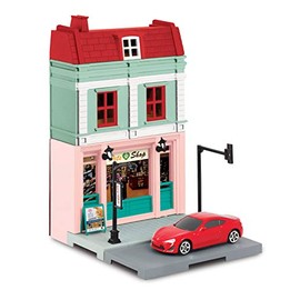 1/64 Diorama Street Pet Shop & Toyota 86 Red Painted Plastic Structure Kit & Diecast Complete Car Set