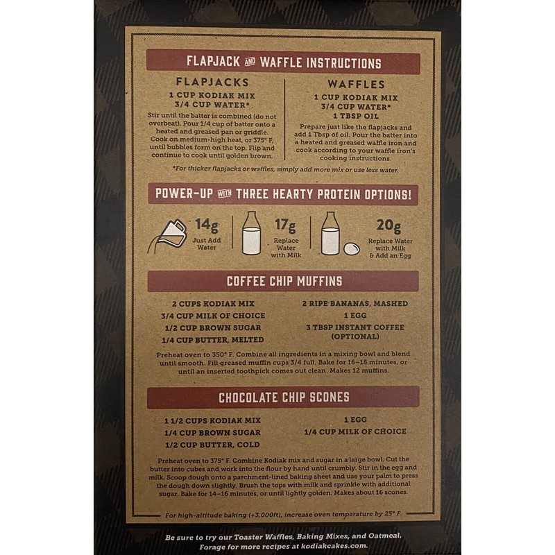 Kodiak Cakes 4x Kodiak Protein Cakes CHOCOLATE CHIP Flapjack &