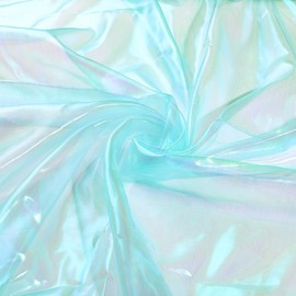 PandaHall 4.3 yards / 4 m Cyan Iridescent Organza Fabric Magic Shiny Fabric Ribbon Shimmering Organza Lace Fabric for Dress Stage Show Costume Wedding Decoration DIY Crafts 1.5 m Wide