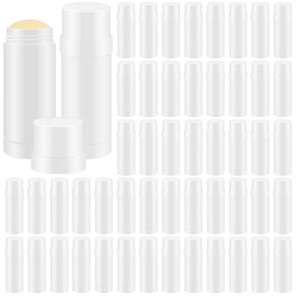 Teenyyou 50 Pcs 60ml/2oz Empty Deodorant Containers Twist Up Plastic Filling Bottle Refillable Deodorant Holder Tube for Homemade DIY Lipstick Sunscreen Balm Lotion Bar (White)