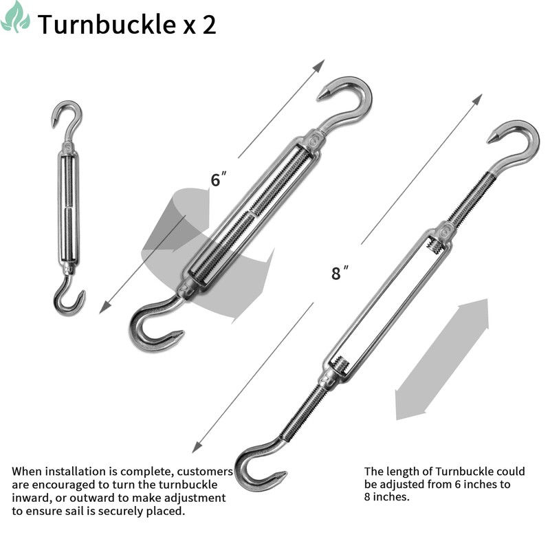 SunnyRoyal Shade Sail Hardware Kits for Rectangle Stainless Steel Accessary