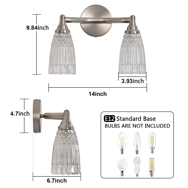 HDDFL Brushed Nickel Bathroom Light Fixture Bathroom Vanity Lighting 2