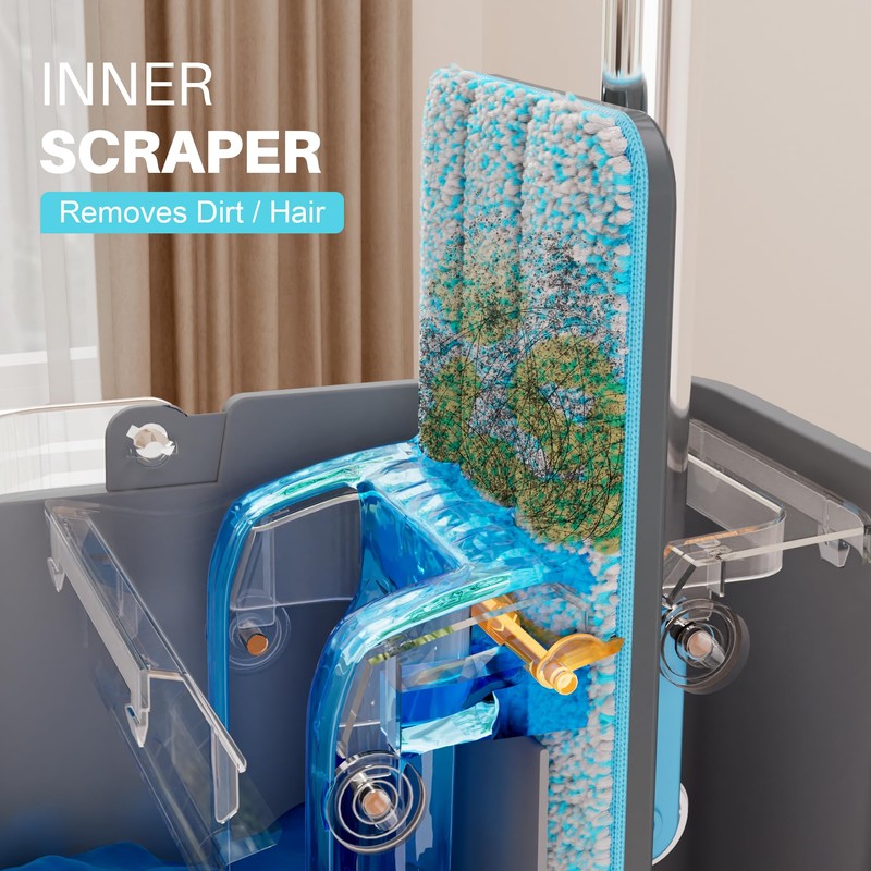 JOYMOOP Mop and Bucket Set with Wringer, with 3 Reusable