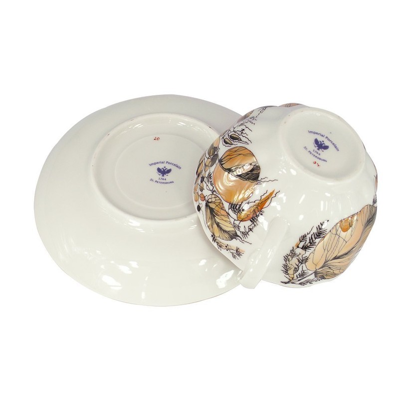 Lomonosov Porcelain Tea Set Cup and Saucer My Garden 2