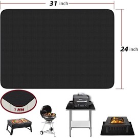 Moneterui 24 x 31in (1mm) Double-Sided Fireproof Indoor Fireplace Protector Mat, Oil-Proof Grill Floor Pads, Waterproof Fire Pit Mat Fireplace Mat for Lawn, Smokers, Gas Grills