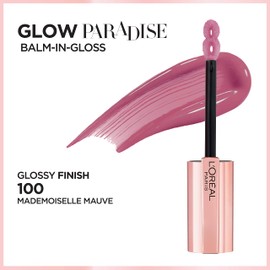 L'Oreal Paris Glow Paradise Balm-in-Gloss, Lip Balm, Non-Sticky Liquid Lip Balm with Pomegranate Extract & Hyaluronic Acid for Sensitive Lips, Dermatologist Tested, Mademoiselle Mauve, 0.23 fl. oz.