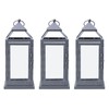 Elements Metal Lanterns with LED Candles, Set of 3, 5.2x5.2x12