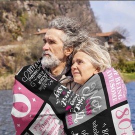 Kazdan 80th Birthday Gifts for Women, 80th Birthday Gifts Blanket, Birthday Gift for 80 Year Old Woman, 80th Birthday Gifts Ideas Throw Blanket 60"x50"