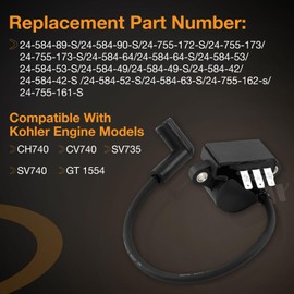 HQPASFY 2 Pack Ignition Coil Module 24-584-89-S Compatible with Kohler CH740 / CV740 / SV735 / SV740 / GT1554 Engines Replaces 24-755-172-S, 24-755-173-S, 24-584-90-S