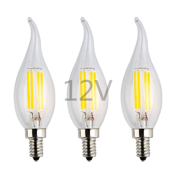 OPALRAY LED Candelabra Bulb, 12V Low Voltage Input, 4W 400Lm,