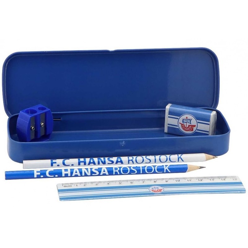 FC Hansa Rostock School Set with Ruler Pencil Sharpener Eraser