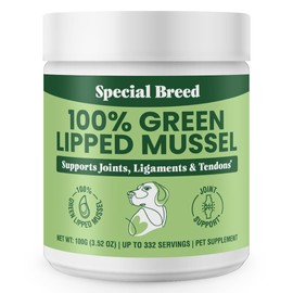 Green Lipped Mussel Powder for Dogs & Cats - 100% New Zealand Green Lipped Mussels - Natural Hip & Joint Supplement for Joints, Tendons, Ligaments, Muscles - 100 Grams - Up to 332 Servings