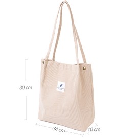 VOKUVIKU Women’s Large, Ultralight Corduroy Shoulder Bag., brown, xl