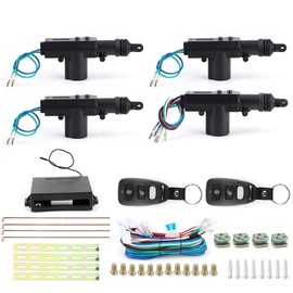Car Central Lock, Universal Central Door Actuator Remote Control Conversion Kit for 4-Door Keyless Vehicle Access System 433.92MHz Locking Kit