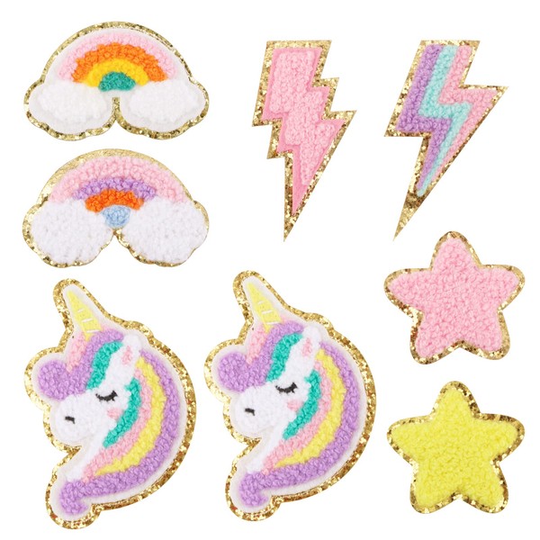 8 pieces chenille patches, unicorn iron-on patches, cute unicorn iron-on