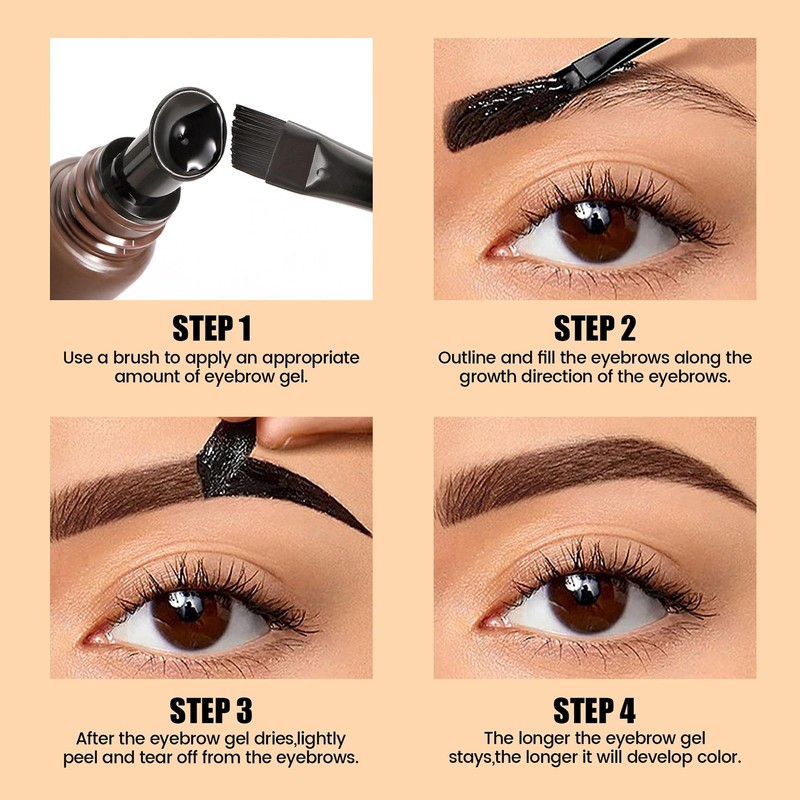 DLZZRS Peel-Off Brow Tint, Tattoo Eyebrow Gel Tint, High Pigmented,