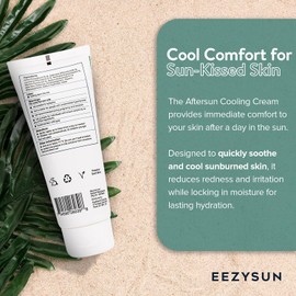 EEZYSUN- Crema refrescante AfterSun Cuidado AfterSun vegano con aloe vera, aceite de árbol de té y manzanilla para calmar,